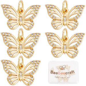 Delicate 10Pcs Butterfly Charms - 18K Gold Plated for Stunning Jewelry Creations